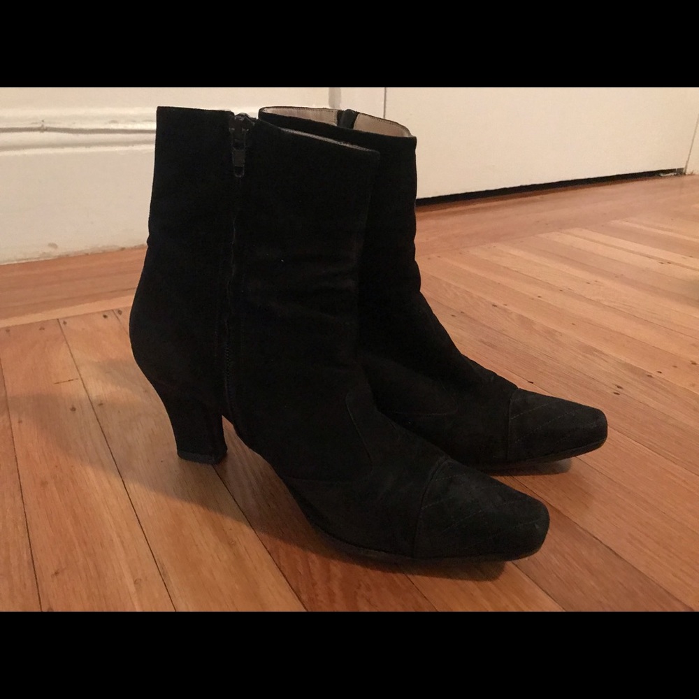 Chanel Black Suede Ankle Boots/Booties